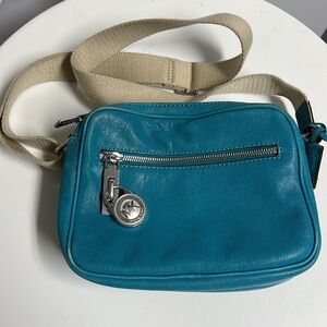 Michael kors blue green crossbody bag.